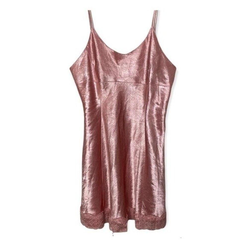 Vintage Victoria Secret gold label 80s blush pink lace slip dress